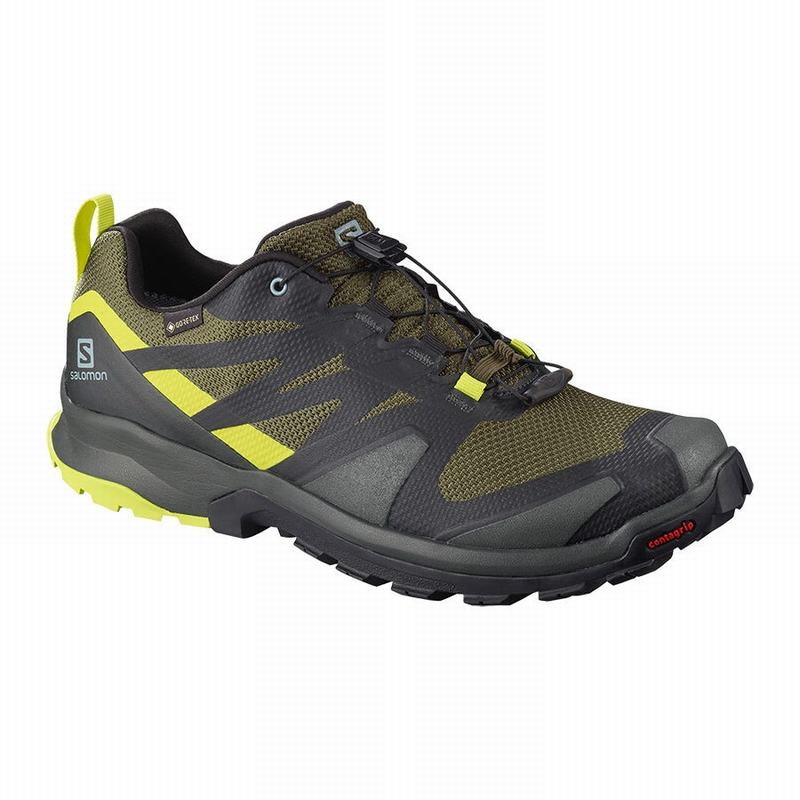 SALOMON UK XA ROGG GTX - Mens Trail Running Shoes Olive/Light Yellow,VKDU18920